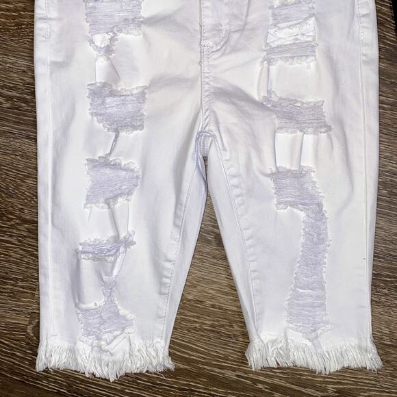 New Fashion Nova Small Asking For Trouble Bermuda Denim Bike Shorts‎ Destructed - Picture 5 of 6